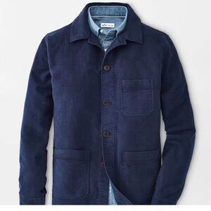 Peter Millar moleskin chore coat  navy blue button front Large